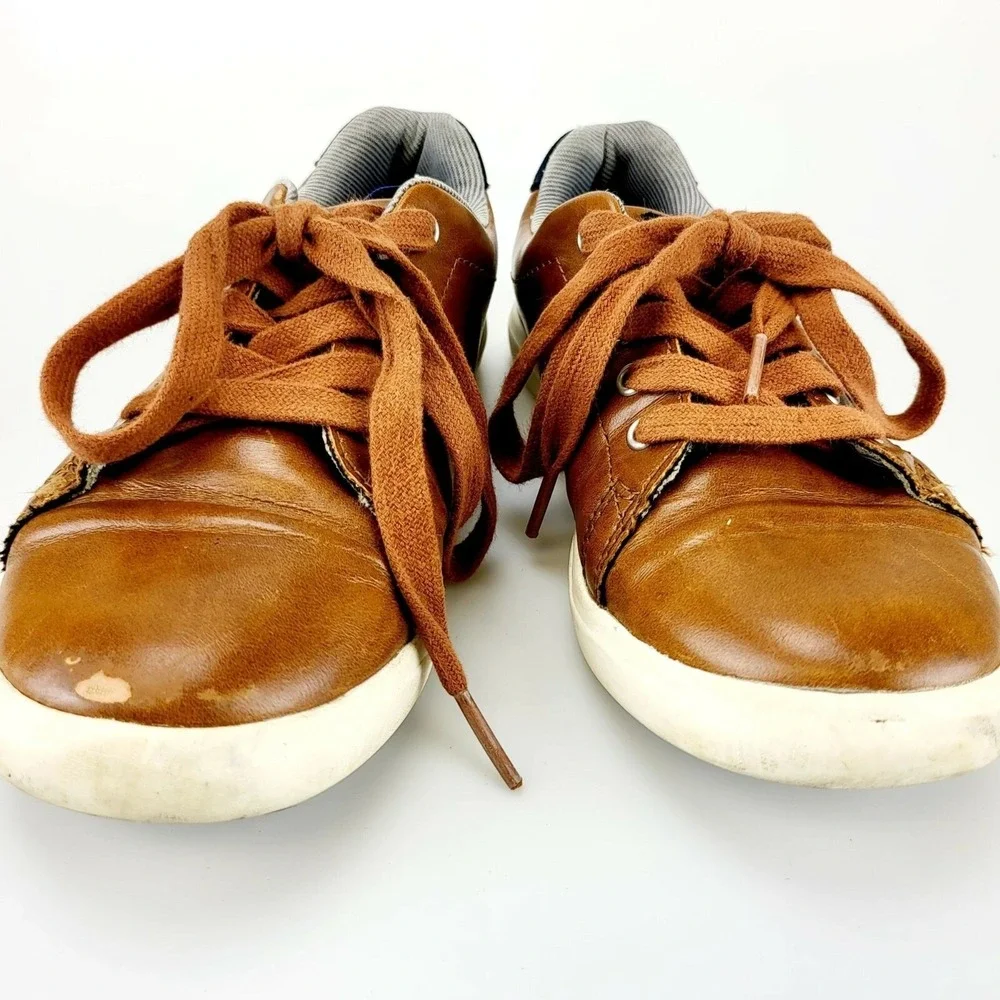 Classic Low Cut Leather Sneaker Toddler Boys 1 Chocolate Preppy HARPER CANYON